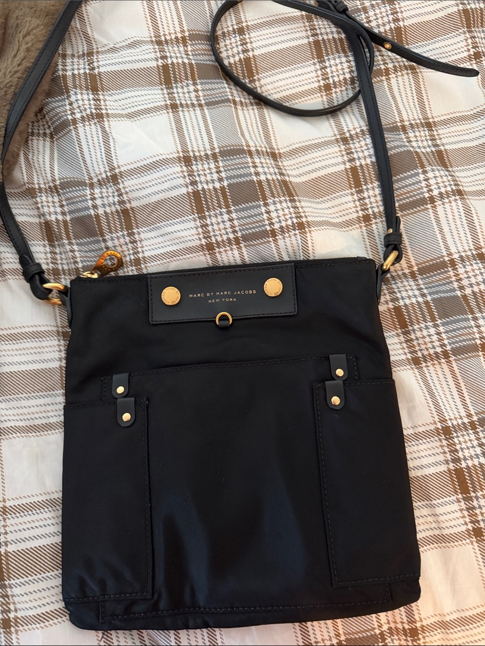 Marc by Marc Jacobs Black Nylon Crossbody with Gold Hardware